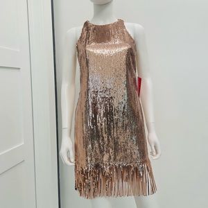 Alex Marie sequin mini dress with fringe.